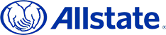 Allstate logo featuring two hands cupped together inside a blue circle next to the word "Allstate" in blue text on a white background.