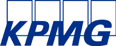 KPMG logo with blue capital letters beneath four outlined blue squares on a white background.